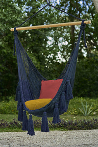 Thumbnail for Deluxe Extra Large Mexican Hammock Chair in Outdoor Cotton Colour Blue