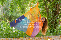 Thumbnail for Deluxe Extra Large Mexican Hammock Chair in Outdoor Cotton Colour Blue