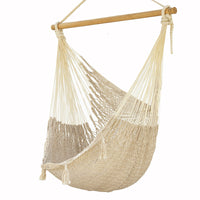 Thumbnail for Mayan Legacy Extra Large Outdoor Cotton Mexican Hammock Chair in Cream Colour