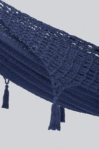 Thumbnail for Outdoor undercover cotton Mayan Legacy hammock with hand crocheted tassels King Size Blue