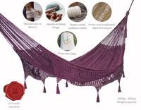 Thumbnail for Outdoor undercover cotton Mayan Legacy hammock with hand crocheted tassels King Size Maroon