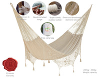 Thumbnail for Outdoor undercover cotton Mayan Legacy hammock with hand crocheted tassels Queen Size Marble Colour