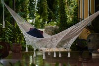 Thumbnail for Outdoor undercover cotton Mayan Legacy hammock with hand crocheted tassels Queen Size Marble Colour