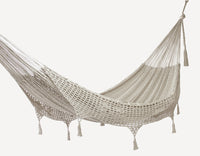 Thumbnail for Outdoor undercover cotton Mayan Legacy hammock with hand crocheted tassels Queen Size Marble Colour