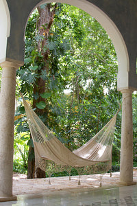 Thumbnail for Outdoor undercover cotton Mayan Legacy hammock with hand crocheted tassels Queen Size Marble Colour