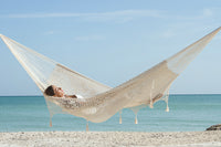 Thumbnail for Outdoor undercover cotton Mayan Legacy hammock with hand crocheted tassels Queen Size Marble Colour