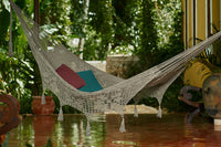 Thumbnail for Outdoor undercover cotton Mayan Legacy hammock with hand crocheted tassels Queen Size Dream Sands