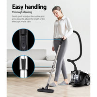 Thumbnail for Devanti Vacuum Cleaner Bagless Cyclone Cyclonic Vac Home Office Car 2200W Black