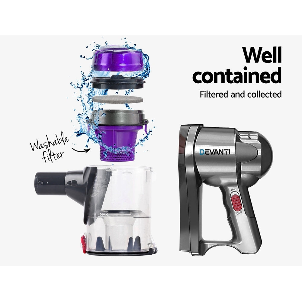 Devanti Corded Handheld Bagless Vacuum Cleaner - Purple and Silver