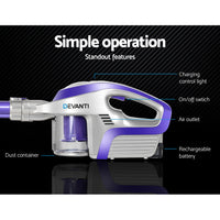 Thumbnail for Devanti Cordless Stick Vacuum Cleaner - Purple & Grey