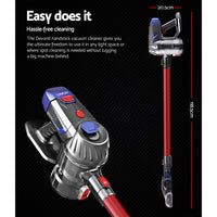 Thumbnail for Devanti Handheld Vacuum Cleaner Cordless Stick Handstick Vac Bagless 2-Speed Headlight Red