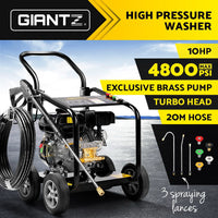 Thumbnail for Giantz 4800PSI 20M Petrol High Pressure Cleaner Washer Water Jet Hose Gurney