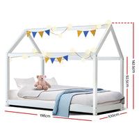 Thumbnail for Artiss Bed Frame Wooden Kids House Frame White CASA