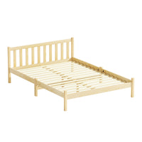 Thumbnail for Artiss Bed Frame Wooden Double Size Bed Base Pine Timber Mattress Foundation Oak