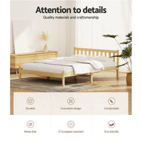 Thumbnail for Artiss Bed Frame Wooden Double Size Bed Base Pine Timber Mattress Foundation Oak