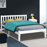 Thumbnail for Artiss Double Full Size Wooden Bed Frame SOFIE Pine Timber Mattress Base Bedroom