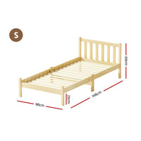 Thumbnail for Artiss Bed Frame Wooden Single Size SOFIE Pine Timber Mattress Base OAK