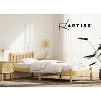 Thumbnail for Artiss Bed Frame Wooden Single Size SOFIE Pine Timber Mattress Base OAK