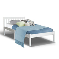 Thumbnail for Single Size Wooden Bed Frame - White