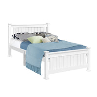 Thumbnail for King Single Wooden Bed Frame - White