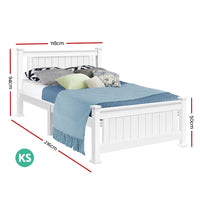 Thumbnail for King Single Wooden Bed Frame - White