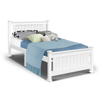 Thumbnail for Single Size Wooden Bed Frame - White