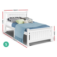 Thumbnail for Single Size Wooden Bed Frame - White