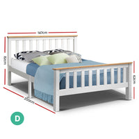 Thumbnail for Artiss Double Full Size Wooden Bed Frame PONY Timber Mattress Base Bedroom Kids