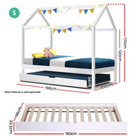 Thumbnail for Artiss Wooden Bed Frame Single Size Mattress Base Pine Timber Platform White HOLY