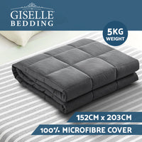 Thumbnail for Weighted Blanket Adult 5KG Heavy Gravity Blankets Microfibre Cover Calming Relax Anxiety Relief Grey