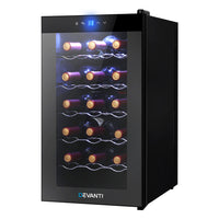 Thumbnail for Devanti Wine Cooler 18 Bottles Glass Door Beverage Cooler Thermoelectric Fridge Black