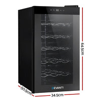 Thumbnail for Devanti Wine Cooler 18 Bottles Glass Door Beverage Cooler Thermoelectric Fridge Black