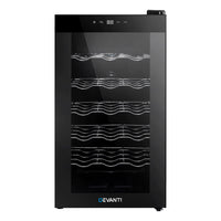 Thumbnail for Devanti Wine Cooler 18 Bottles Glass Door Beverage Cooler Thermoelectric Fridge Black