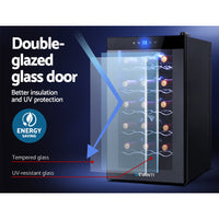 Thumbnail for Devanti Wine Cooler 18 Bottles Glass Door Beverage Cooler Thermoelectric Fridge Black