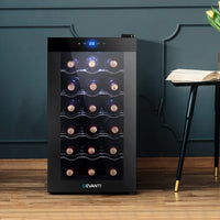 Thumbnail for Devanti Wine Cooler 18 Bottles Glass Door Beverage Cooler Thermoelectric Fridge Black