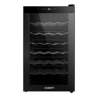 Thumbnail for Devanti Wine Cooler 28 Bottles Glass Door Beverage Cooler Thermoelectric Fridge Black