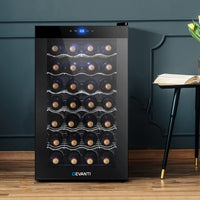 Thumbnail for Devanti Wine Cooler 28 Bottles Glass Door Beverage Cooler Thermoelectric Fridge Black