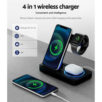 Thumbnail for Devanti 4-in-1 Wireless Charger Station Fast Charging for Phone Black