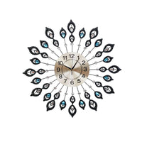 Thumbnail for Artiss 60CM Peacock Wall Clock Large 3D Modern Crystal Luxury Round Wall Clocks Home Decor Black