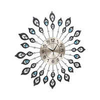 Thumbnail for Artiss 60CM Peacock Wall Clock Large 3D Modern Crystal Luxury Round Wall Clocks Home Decor Black