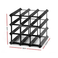 Thumbnail for Artiss 12 Bottle Timber Wine Rack Wooden Storage Wall Racks Holders Cellar Black