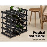 Thumbnail for Artiss 20 Bottle Timber Wine Rack Wooden Storage Wall Racks Holders Cellar Black