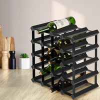 Thumbnail for Artiss 20 Bottle Timber Wine Rack Wooden Storage Wall Racks Holders Cellar Black