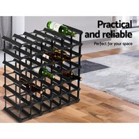 Thumbnail for Artiss 42 Bottles Timber Wine Rack Storage Wooden Racks Black