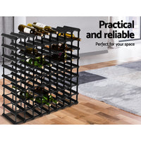 Thumbnail for Artiss 72 Bottle Timber Wine Rack Wooden Storage Wall Racks Holders Cellar Black