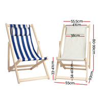 Thumbnail for Gardeon Outdoor Chairs Sun Lounge Deck Beach Chair Folding Wooden Patio Furniture Beige