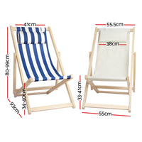 Thumbnail for Gardeon Outdoor Furniture Sun Lounge Beach Chairs Deck Chair Folding Wooden Patio