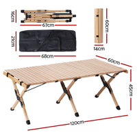 Thumbnail for Gardeon Outdoor Furniture Wooden Egg Roll Picnic Table Camping Desk 120CM