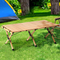 Thumbnail for Gardeon Outdoor Furniture Wooden Egg Roll Picnic Table Camping Desk 120CM