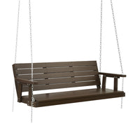 Thumbnail for Gardeon Porch Swing Chair with Chain Outdoor Furniture 3 Seater Bench Wooden Brown